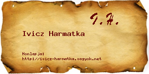 Ivicz Harmatka névjegykártya